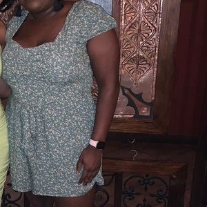 AE green flowery summer time romper